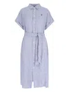 Polo Ralph Lauren Dress Waist Tie Striped Pattern In Blue