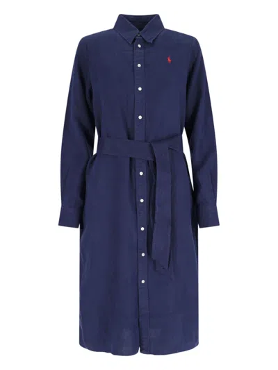 Polo Ralph Lauren Chemisier Midi Dress In Blue
