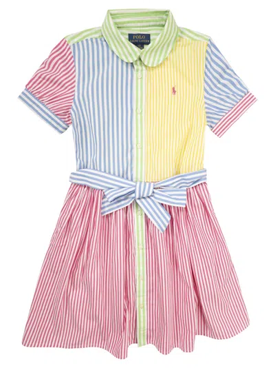 POLO RALPH LAUREN CHEMISIER STRIPED COTTON PATCHWORK