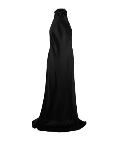 Polo Ralph Lauren Ralph Lauren Chilton Stretch Satin Evening Dress In Black