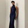 Polo Ralph Lauren Chilton Stretch Satin Evening Dress In Lux Navy