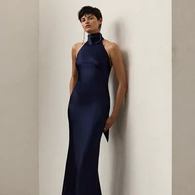 Polo Ralph Lauren Chilton Stretch Satin Evening Dress In Lux Navy