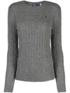 Polo Ralph Lauren Chunky Cable Knit Wool-cashmere Sweater In Grey