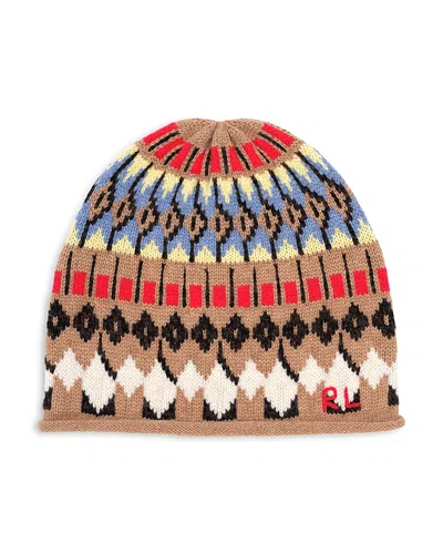 Polo Ralph Lauren Chunky Knit Fair Isle Beanie In Brown
