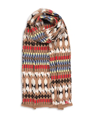 Polo Ralph Lauren Chunky Knit Fair Isle Skinny Scarf In Brown