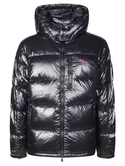 Polo Ralph Lauren Classic Black Bomber Jacket With Ribbed Trim And Structured Fit