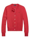 Polo Ralph Lauren Classic Button-down Cardigan With Subtle Logo In Red