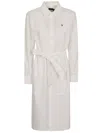 Polo Ralph Lauren Linen Shirt Dress With Long Sleeves And Waist Tie In White