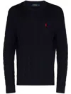 Polo Ralph Lauren Cable Knit Sweater With Ribbed Finish In Black