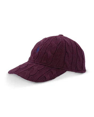 Polo Ralph Lauren Classic Cable Knit Cap In Burgundy