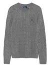 Polo Ralph Lauren Classic Cable Knit Sweater In Soft Wool-cashmere Blend In Gray