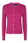 Polo Ralph Lauren Classic Cable Knit Sweater With Button-up Front In Pink
