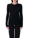 Polo Ralph Lauren Classic Cable Knit Sweater With Fitted Silhouette In Black