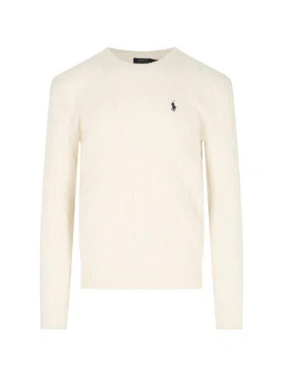 POLO RALPH LAUREN CLASSIC CABLE-KNIT SWEATER WITH RIBBED HEM AND EMBROIDERED LOGO