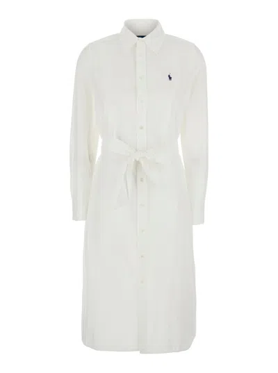 Polo Ralph Lauren Classic Collar Shirt Dress Dress In White