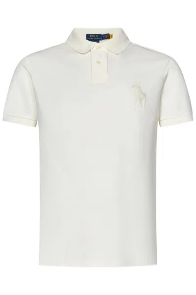 Polo Ralph Lauren Classic Collared Cotton T-shirt With Textured Finish In White