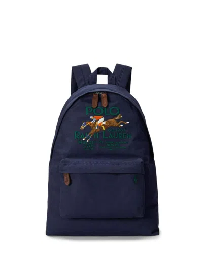 Polo Ralph Lauren Classic Cotton Backpack With Embroidered Detail In Black