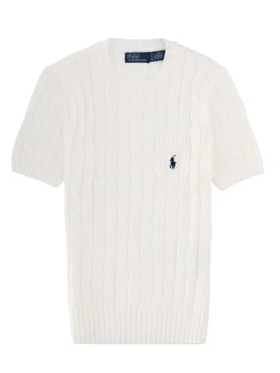 Polo Ralph Lauren Classic Cotton Pullover Sweater For Women - Mini Fit In White