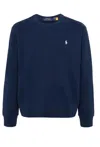 Polo Ralph Lauren Navy Blue Loopback Cotton Crewneck Sweatshirt In Blue
