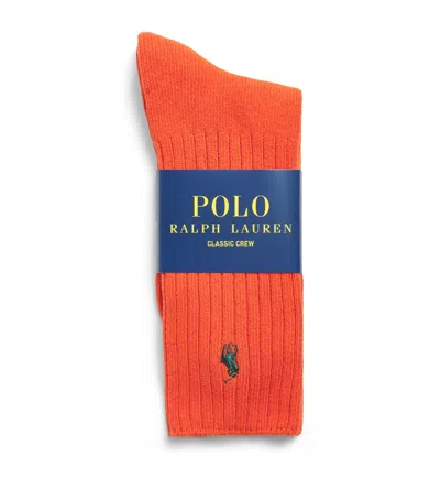Polo Ralph Lauren Classic Crew Socks In Orange