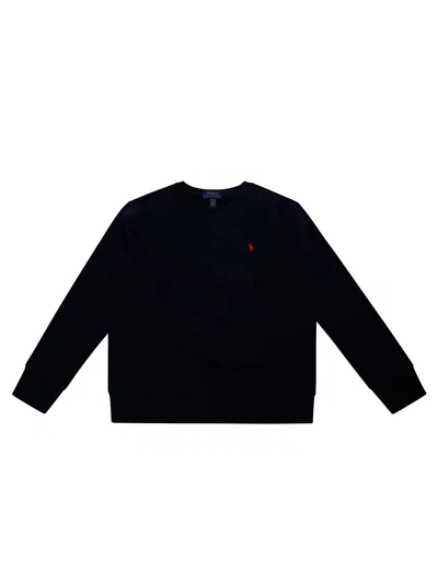 Polo Ralph Lauren Classic Crewneck Embroidered Sweatshirt For Kids In Blu