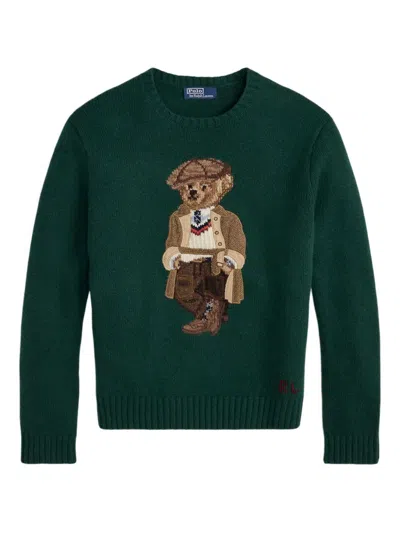 Polo Ralph Lauren Classic Crewneck Sweater With Iconic Design In Green