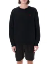 Polo Ralph Lauren Black Crewneck Sweatshirt With Pony Embroidery In Cotton Blend Man