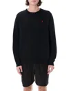 Polo Ralph Lauren Black Cotton Blend Sweatshirt With Logo In Black
