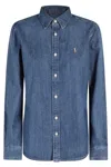 Polo Ralph Lauren Blue Shirt With Classic Collar And Pony Embroidery On The Front In Denim Woman In Blue