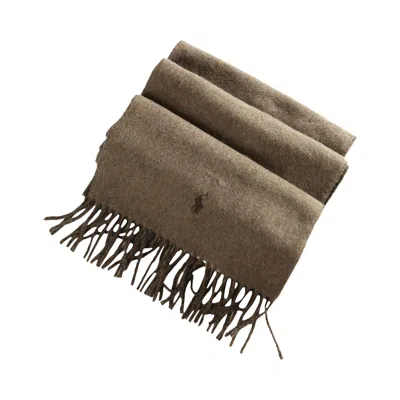 Pre-owned Polo Ralph Lauren Classic Double Faced Recycled Wool Scarf 'nutmeg/brown Heather' | Tan | Women's Si