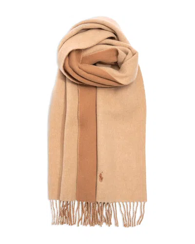 Polo Ralph Lauren Classic Double Faced Wool Scarf In Brown