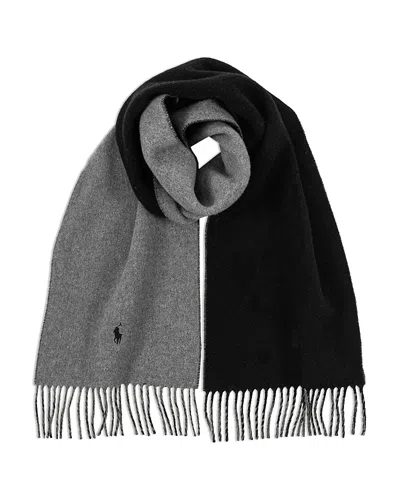 Polo Ralph Lauren Classic Double Faced Wool Scarf In Gray