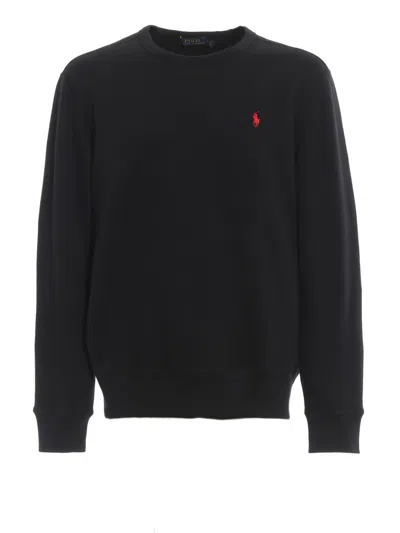 Polo Ralph Lauren Classic Embroidered Cotton Sweatshirt In Black