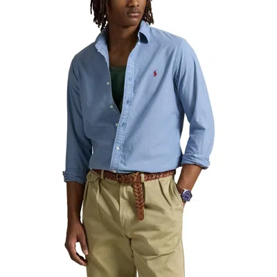 Polo Ralph Lauren Classic Fig Garment Dyed Cotton Button-down Oxford Shirt In Blue