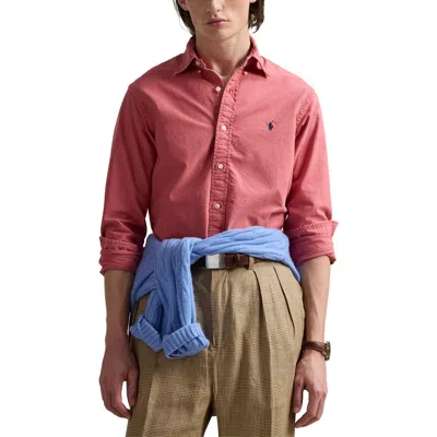Polo Ralph Lauren Classic Fig Garment Dyed Cotton Button-down Oxford Shirt In Pink
