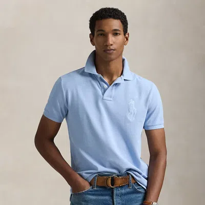Polo Ralph Lauren Classic Fit Big Pony Mesh Polo Shirt In Chambray Blue