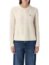 Polo Ralph Lauren Cream-colored Cable-knit Sweater In Wool And Cashmere In Neutrals