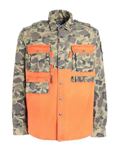 Polo Ralph Lauren Classic Fit Camo Utility Shirt Man Shirt Military Green Size L Cotton
