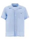 Polo Ralph Lauren Mens Logo-embroidered Classic-fit Linen Shirt Office Blue In Blue