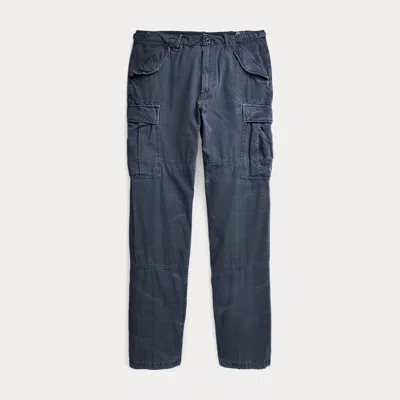 Polo Ralph Lauren Slim Fit Canvas Cargo Pant Man Pants Navy Blue Size 33w-32l Cotton In Classic Royal