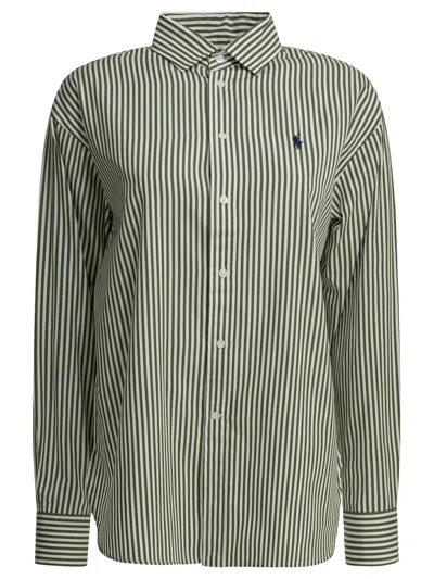 Polo Ralph Lauren Classic Fit Casual Shirt With Logo In Green