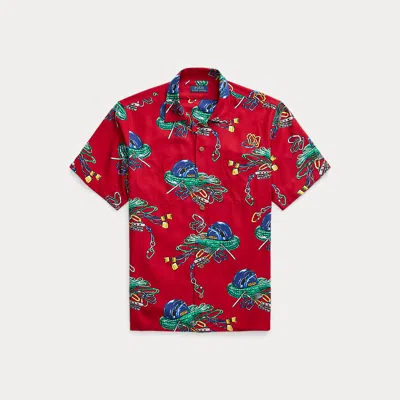Polo Ralph Lauren 'rope' Print Button-down Collar Shirt With Chest Pocket In Red