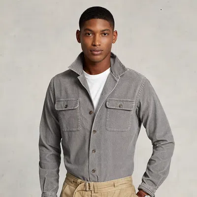 Polo Ralph Lauren Classic Fit Corduroy Camp Shirt In Grey