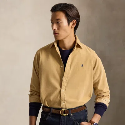 Polo Ralph Lauren Corduroy Shirt With Button-down Collar And Logo In Brown