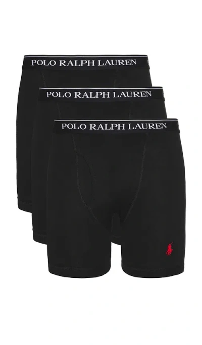 Polo Ralph Lauren 3 Pack Trunks In Black With Logo Waistband