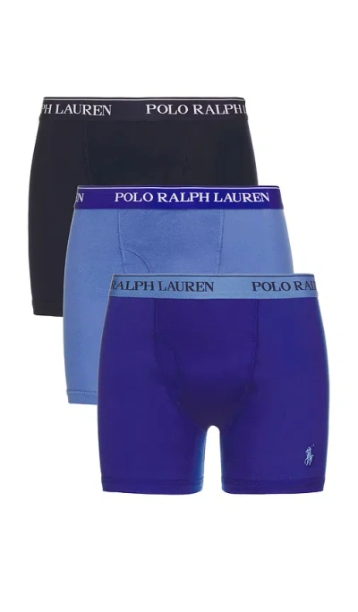 Polo Ralph Lauren Classic Fit Cotton 3 Pack Boxer Brief In Resort Blue  Rugby Royal  & Cruise Navy
