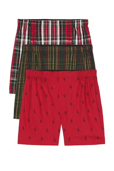 Polo Ralph Lauren Classic Fit Cotton 3 Pack Woven Boxers In Multi