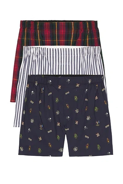 Polo Ralph Lauren Classic Fit Cotton 3 Pack Woven Boxers In Multi