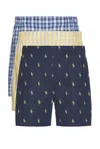 Polo Ralph Lauren Classic Fit Cotton Boxer 3 Pack In Rustic Navy  Summer Stripe  & Sag Harbor