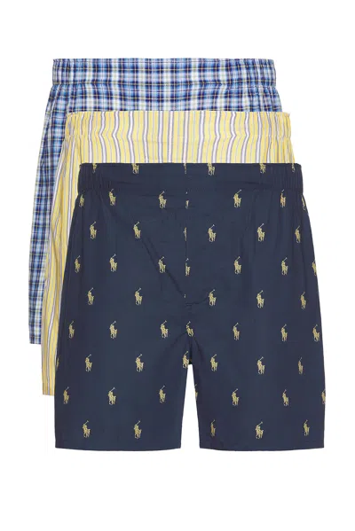 Polo Ralph Lauren Classic Fit Cotton Boxer 3 Pack In Rustic Navy  Summer Stripe  & Sag Harbor
